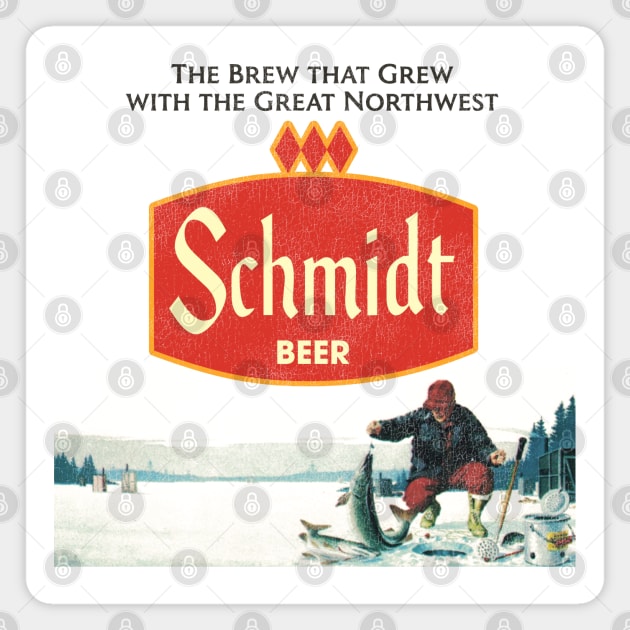 Schmidt Beer Retro Defunct Ice Fishing Nature Scene Magnet by darklordpug